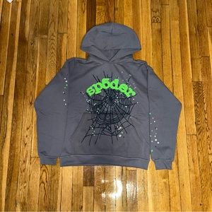 Sp5der Wait Web Hoodie Slate Grey